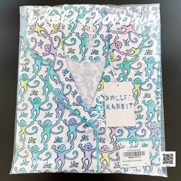 Roller Rabbit Disco Monkey Polo Pajamas in Mermaid Size X-Small XS Brand New NWT - Picture 13 of 14